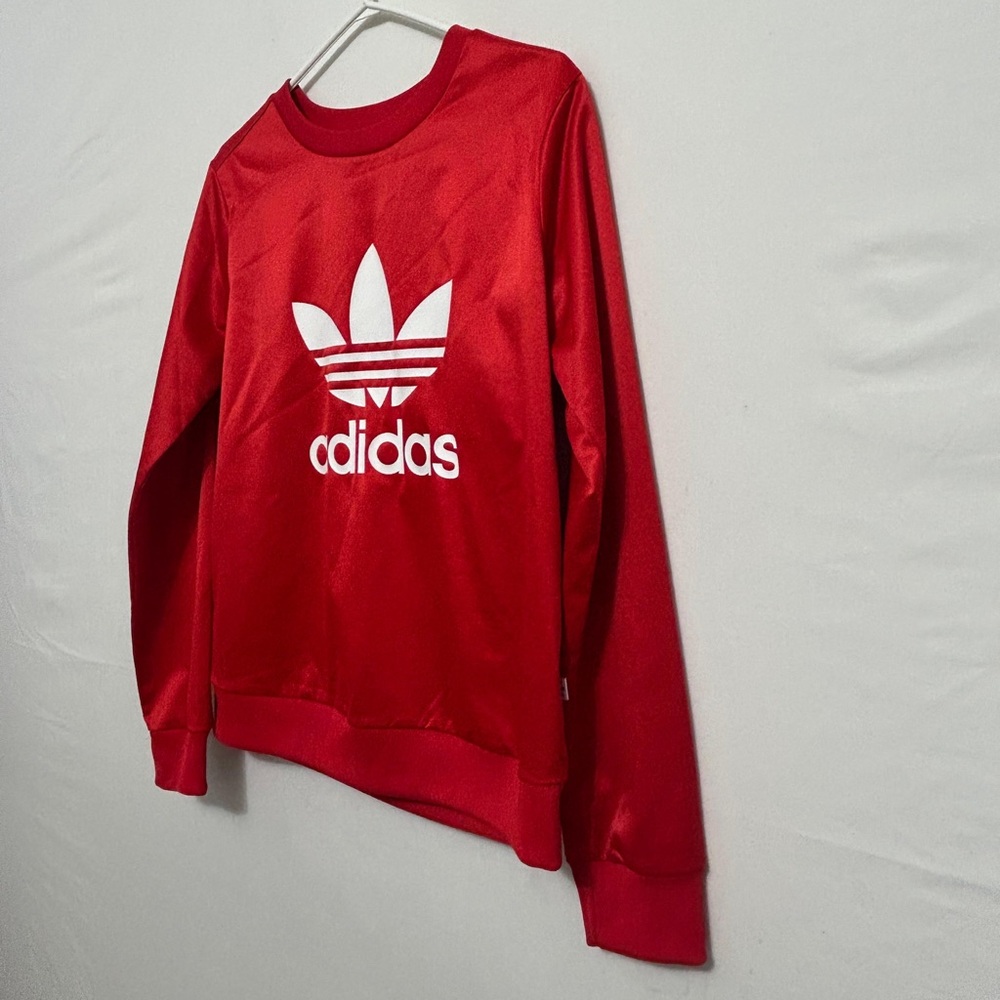 Adidas Originals Red Trefoil Logo Crewneck Sweatshirt Women’s Small(A428)✨ - Picture 7 of 16